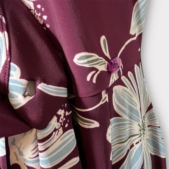 Purple and Blue Floral Wrap Dress - Picture 7 of 10